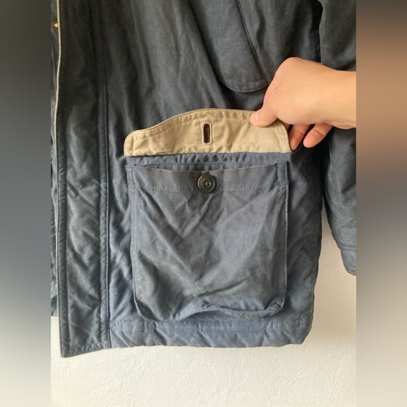 Vintage LL Bean Parka Chore Coat Wool Lined Navy Plaid Full Zip Hunting Barn - Picture 6 of 16